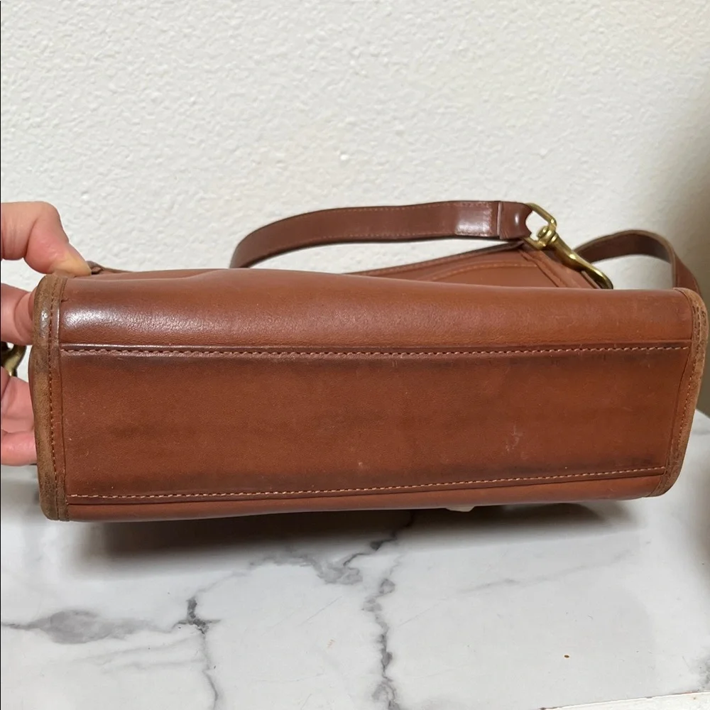 Coach Vintage Chestnut Brown Leather Satchel with Turnlock Hardware